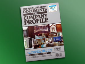 Company profile brochure featuring property images and corporate information