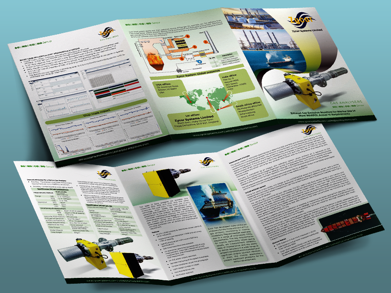 Multi-page corporate brochure displaying products, services, and technical information