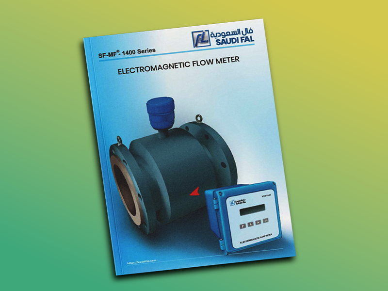 Product catalogue featuring electromagnetic flow meter and technical specifications
