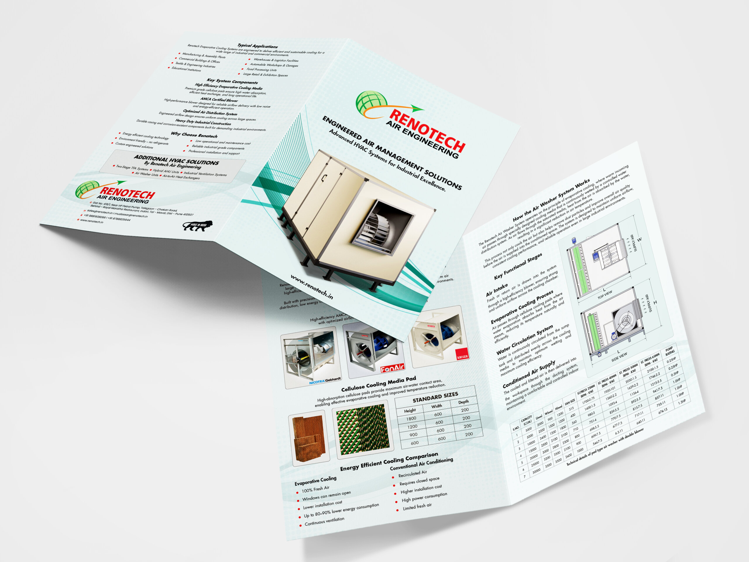 evaporative cooling system brochure design for Renotech