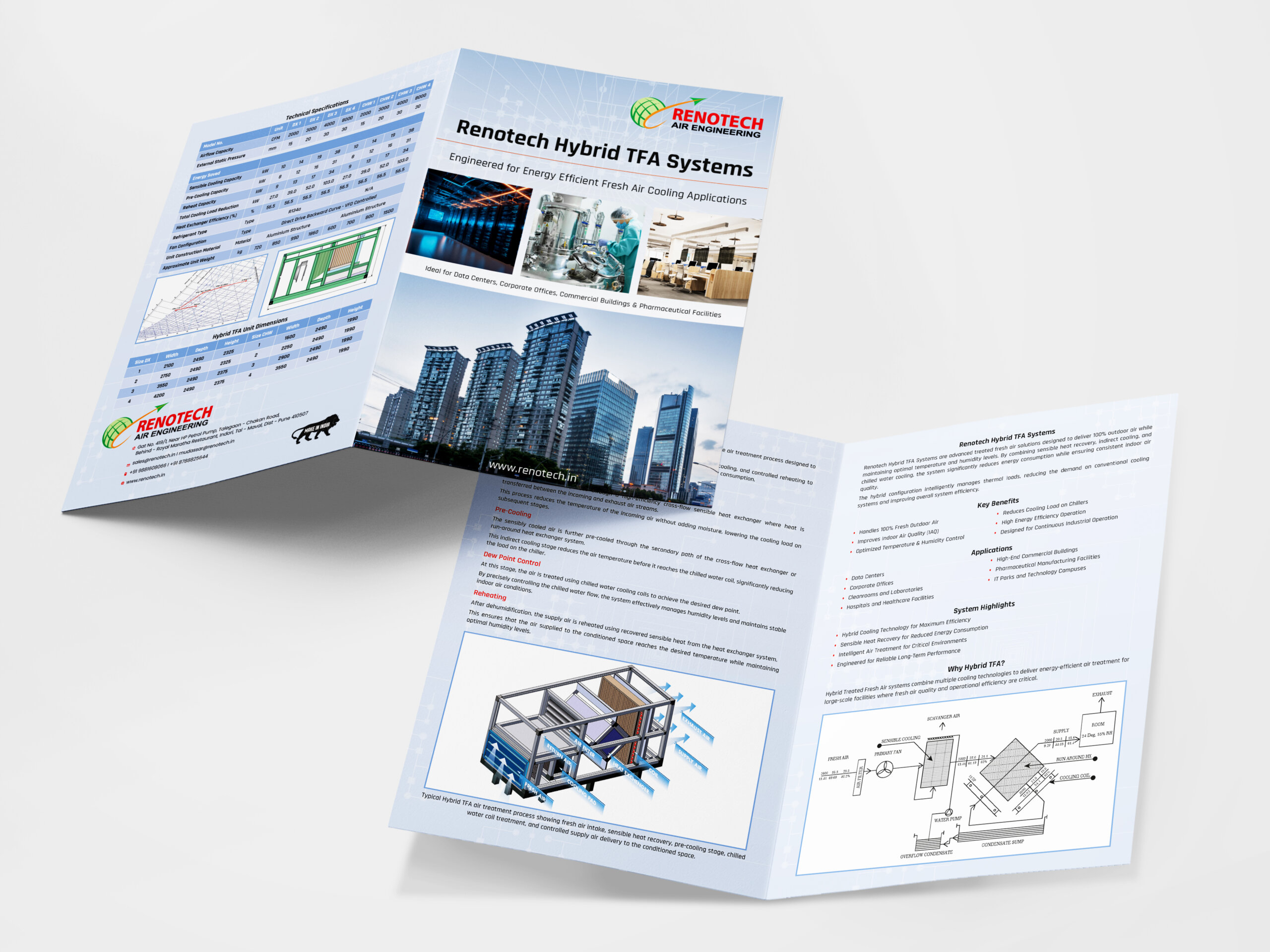 industrial brochure design for Renotech Hybrid cooling systems