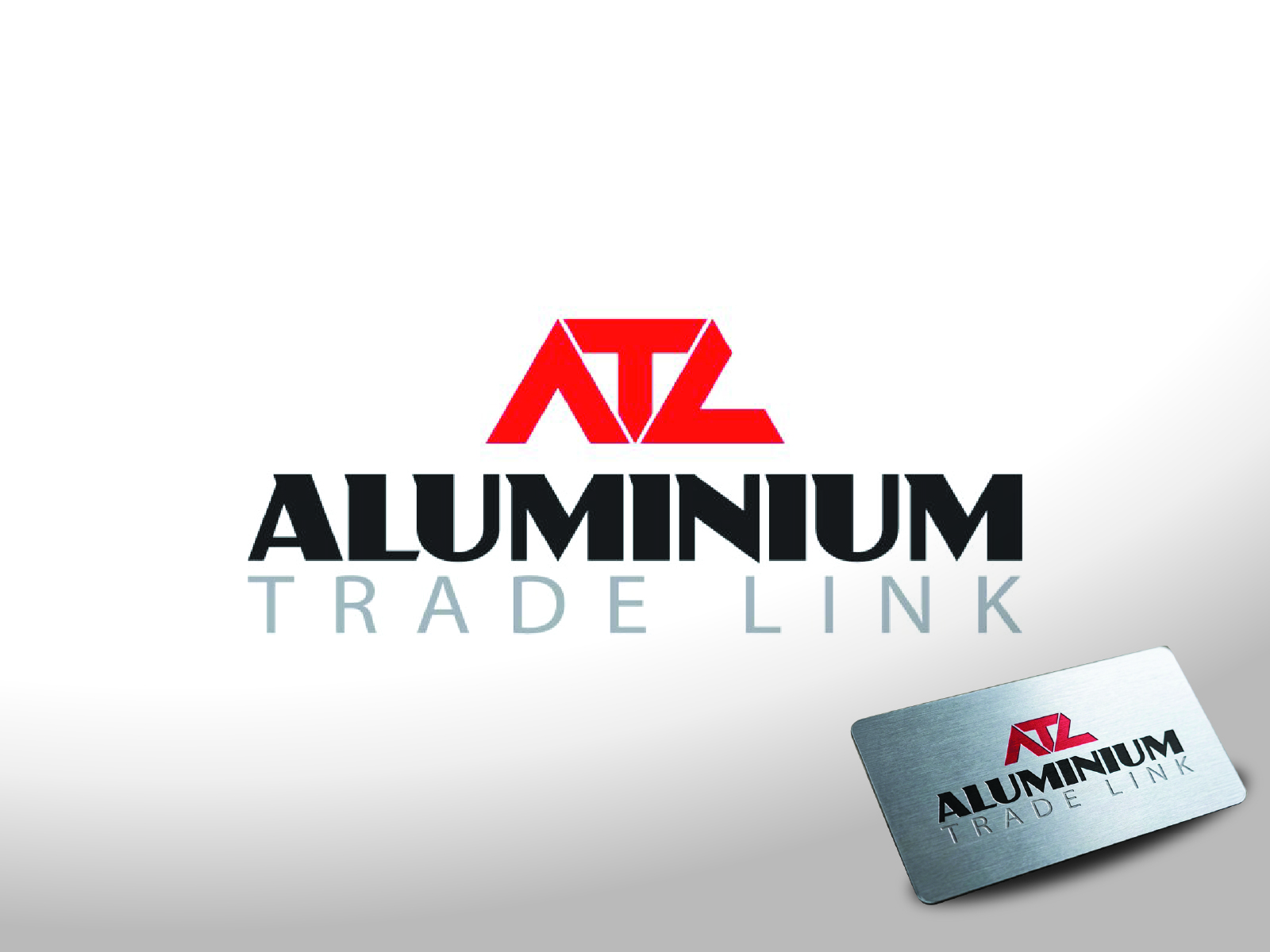 Industrial red and black bold metallic block lettermark logo for commercial metallurgy supplier ATZ Aluminium Trade Link.