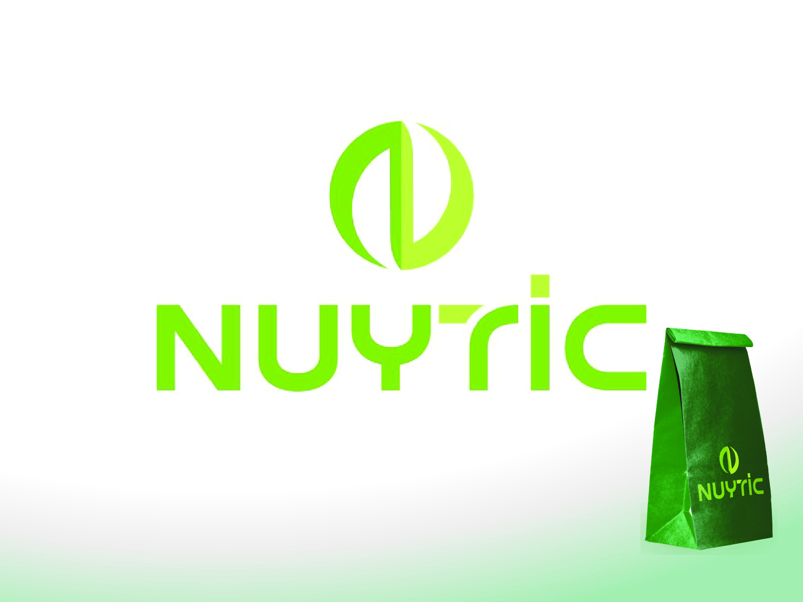 Eco-friendly abstract green leaf vector emblem and modern packaging typography layout for sustainable wellness brand Nuytic.