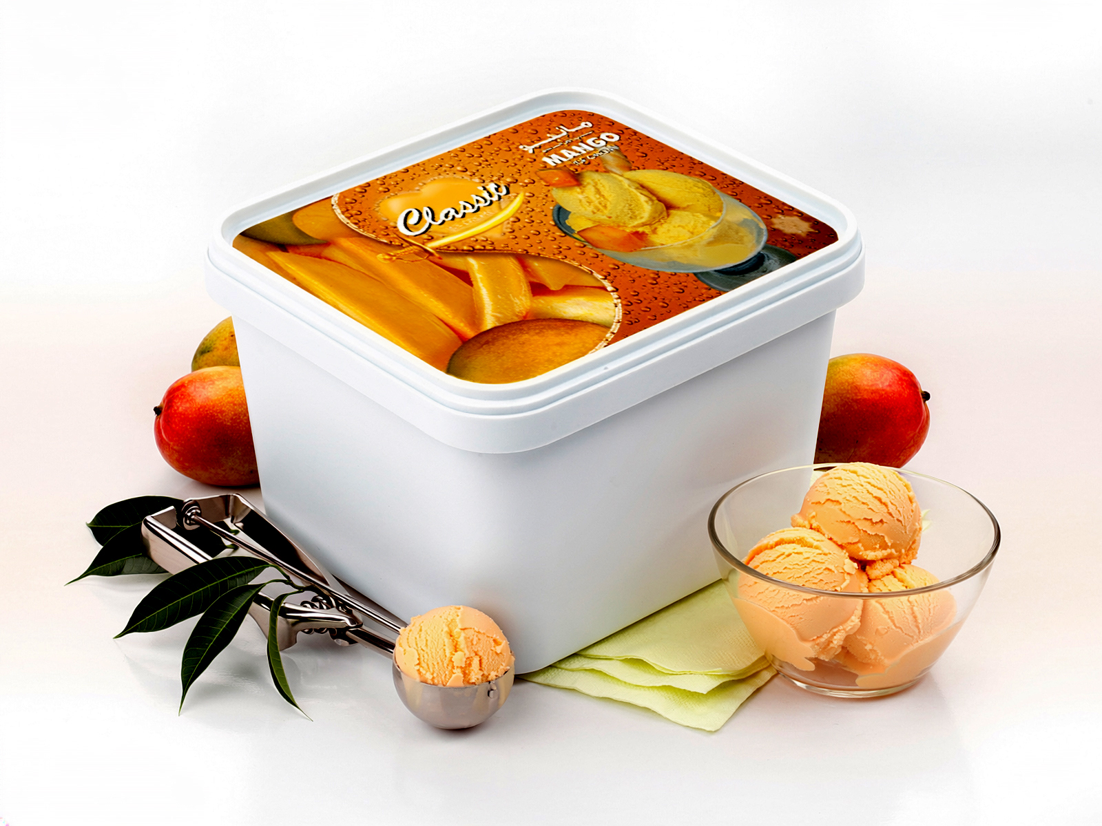 mango dessert packaging and food tub label design created by SMArts Graphics Pune