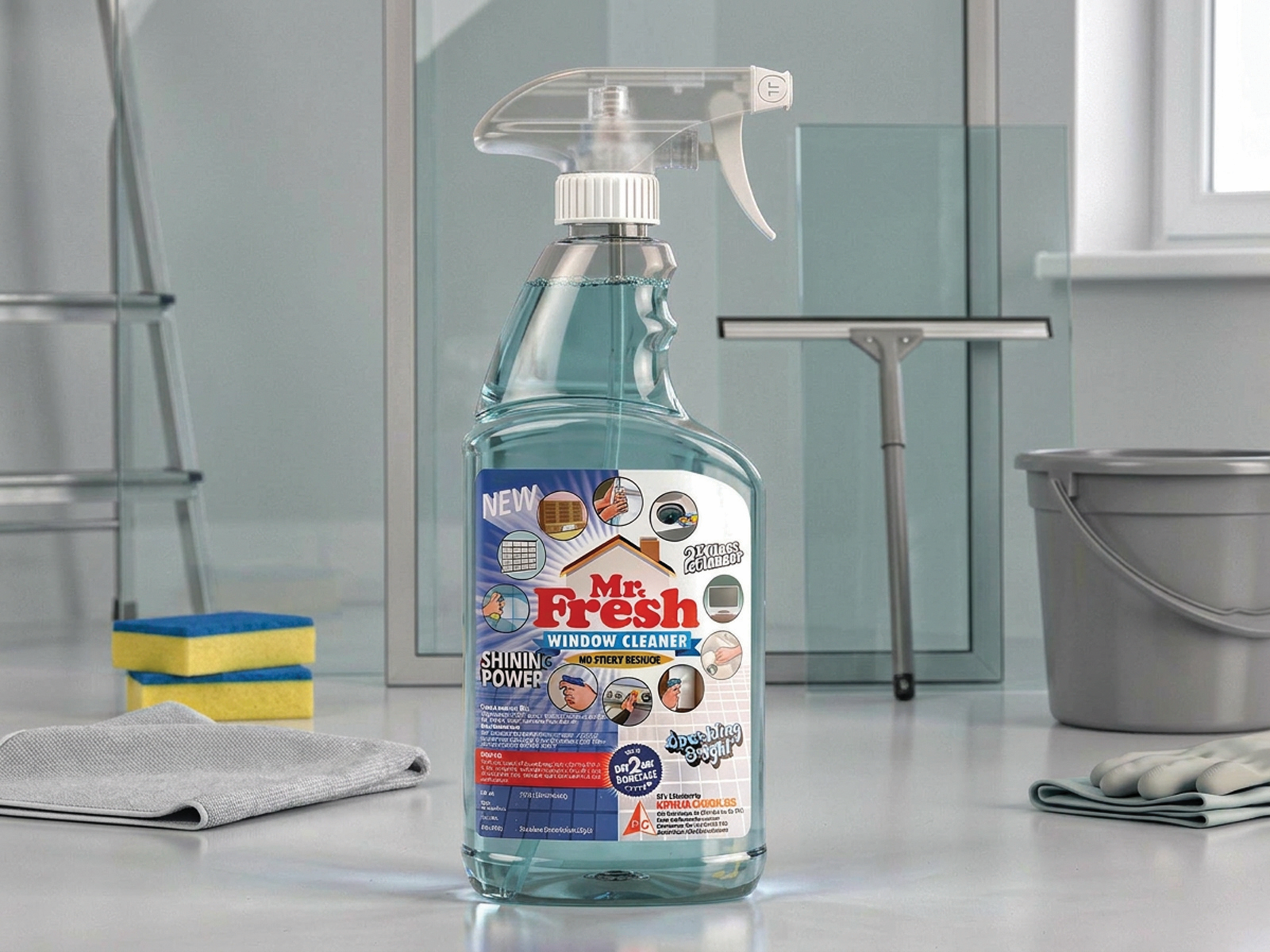 spray bottle packaging and label design created for Mr Fresh