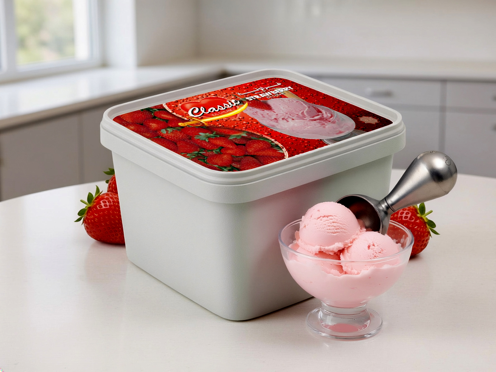 strawberry dessert tub packaging and branding design created by SMArts Graphics Pune