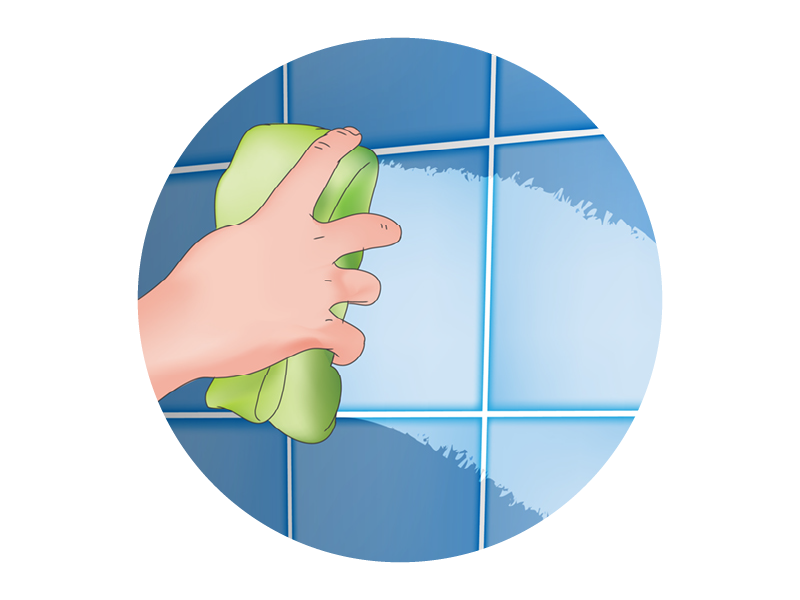 Cleaning tiled surface in vector illustration