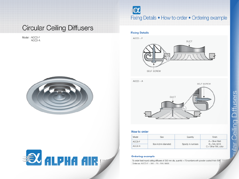 Circular diffuser technical specification sheet