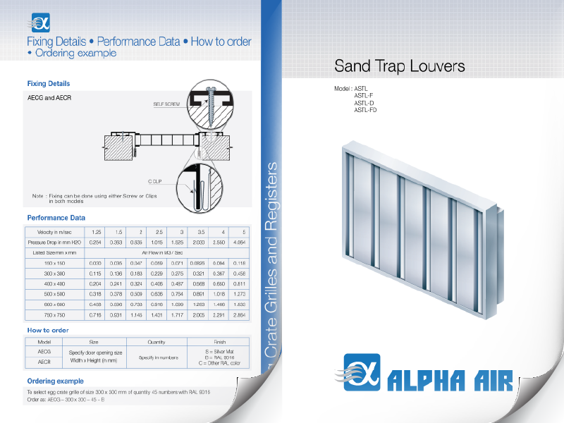 Sand trap louver technical product datasheet