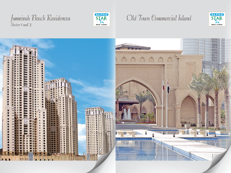 Luxury real estate brochure featuring high-rise developments
