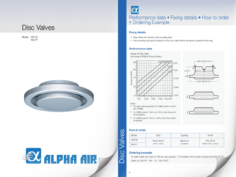 Ceiling diffuser product specification brochure