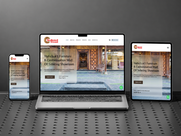 Responsive website displayed across desktop, tablet, and mobile devices