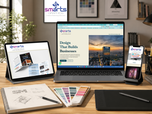 SMArts Graphics website design displayed across multiple digital devices