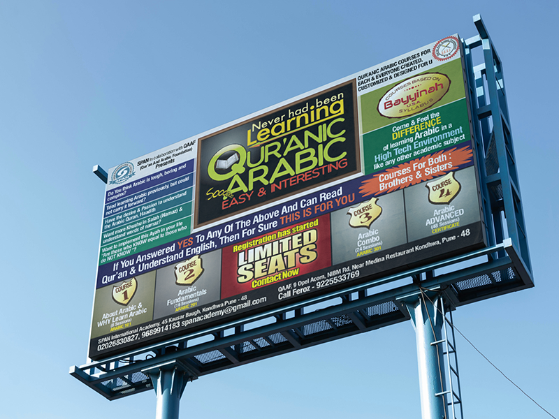 Large roadside advertising hoarding promoting local business services