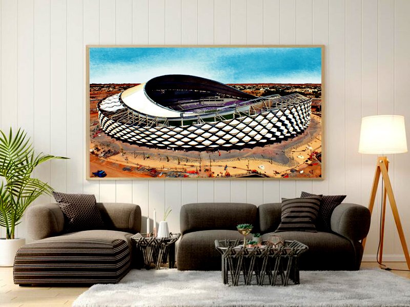 hand drawn architectural rendering of Hazza Bin Zayed Stadium UAE