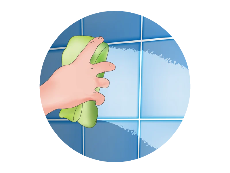 Cleaning tiled surface in vector illustration