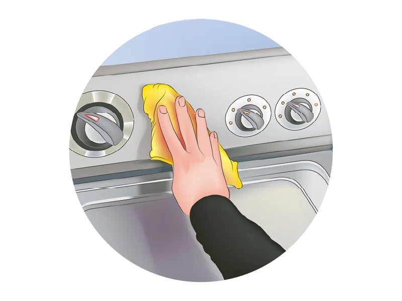 Appliance cleaning procedure shown in vector artwork