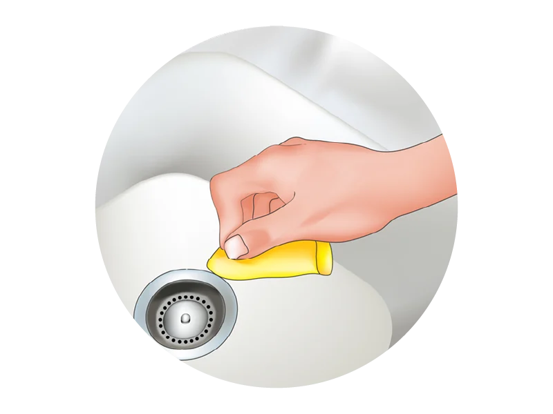 Surface sanitization process shown in vector artwork