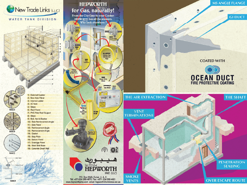 Product presentation graphic featuring industrial components