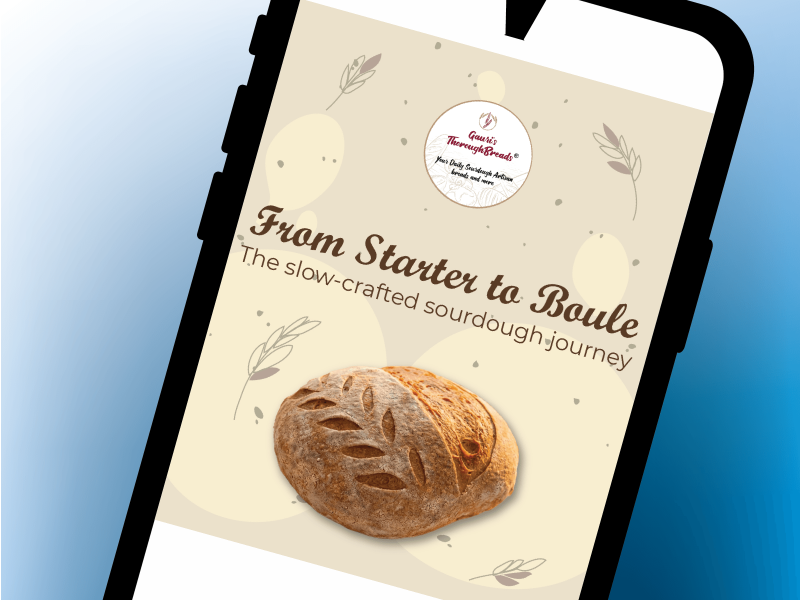 Bakery product promotion featuring artisan bread displayed on mobile device
