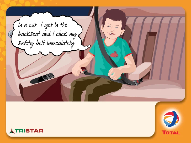 kid practicing safe driving habits in illustration