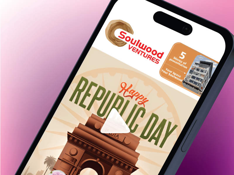 Republic Day promotional social media graphic displayed on mobile device
