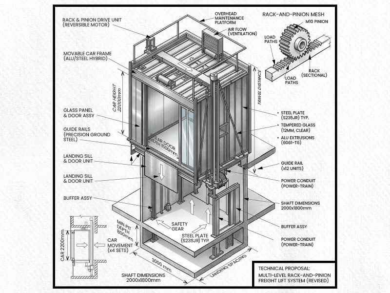Detailed assembly drawing showing equipment construction