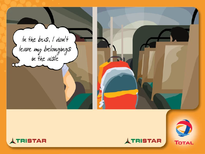 Passenger following bus safety guidelines illustration