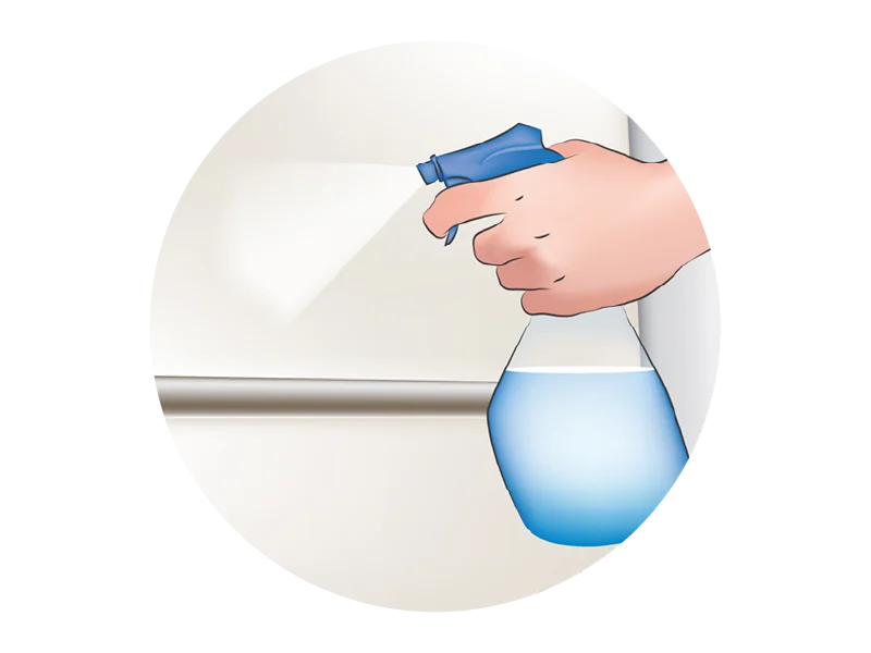 Hand using spray bottle in cleaning illustration