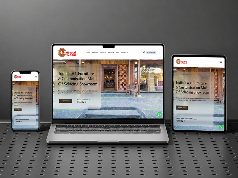 Responsive website displayed across desktop, tablet, and mobile devices